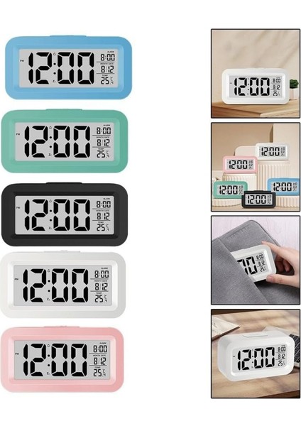 Dijital Masa Üstü Çalar Saat Alarm Termometre 14 x 5 cm Dekoratif Tasarım
