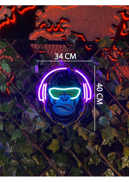 'goril' Işıklı ve Uv Baskılı Neon LED Dekoratif Duvar Tabelası (34X40CM) fırsatları