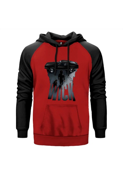 John Wick Car Kırmızı Renk Reglan Kol Kapşonlu Sweatshirt