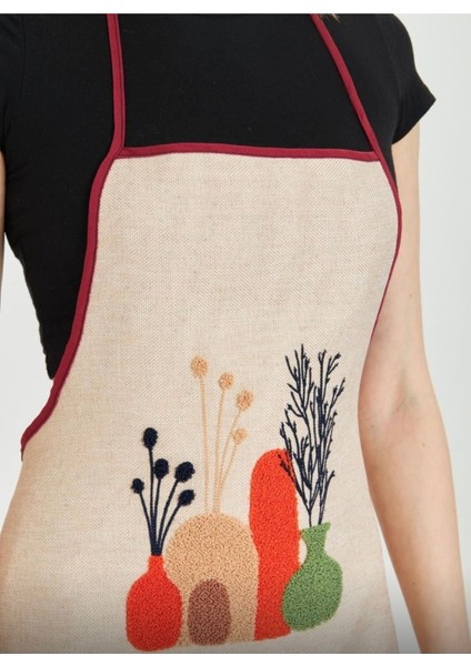 Bej Keten Mutfak Önlüğü, Şık ve Kullanışlı, 50x70 cm fırsatları