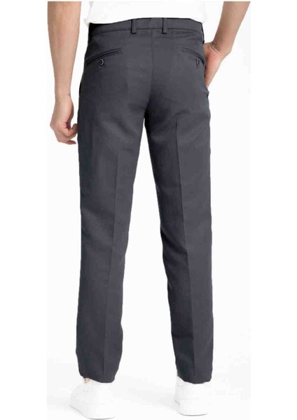 Erkek Klasik Kesim Antrasit Renk Keten Pantolon modelleri