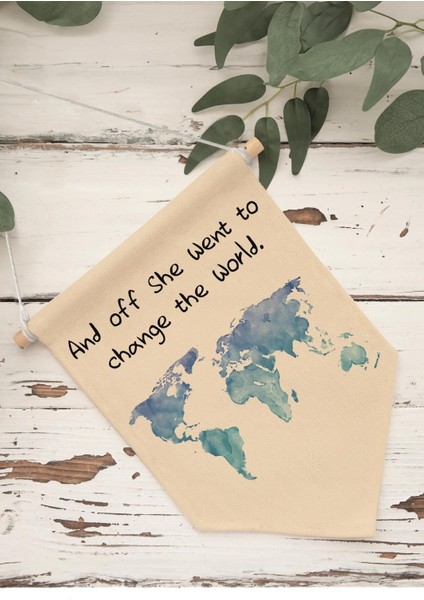 Çocuk Odası Dekor, Duvar Süsü, Ahşap Bebek Odası Dekor, Canvas Flama, Suluboya Dünya Haritası indirimleri