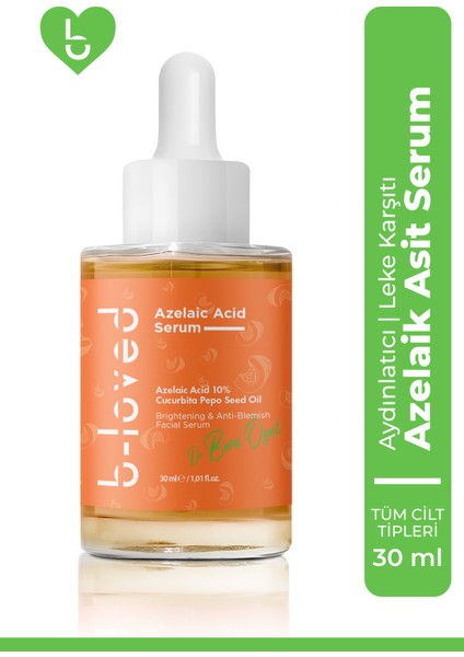 Leke Karşıtı %10 Azelaik Asit Serumu - Kabak Çekirdeği Yağı ile Cilt Aydınlatma ve Eşitleme-30 ml