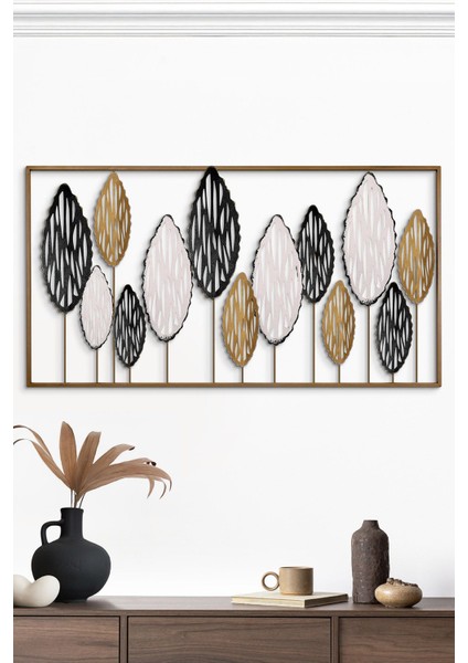 Leafes Metal Duvar Tablosu, Metal Çiçekli Duvar Dekorasyonu, Otel Ev Ofis Duvar Süsü