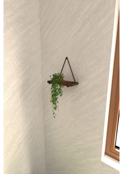 Tekli Lüks Dekoratif Duvar Rafı Doğal Masif Ahşap Balkon Rafı Çiçeklik Saksılık
