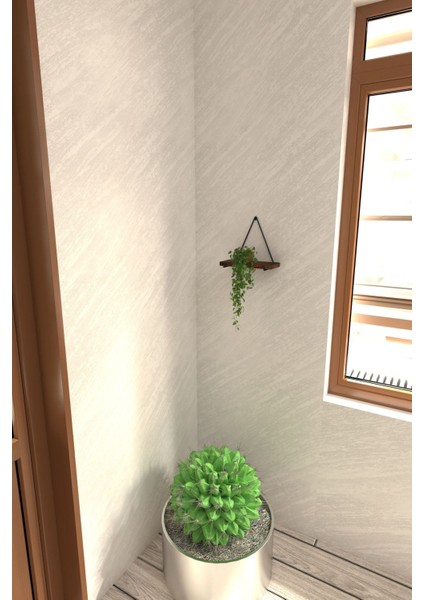 Tekli Lüks Dekoratif Duvar Rafı Doğal Masif Ahşap Balkon Rafı Çiçeklik Saksılık