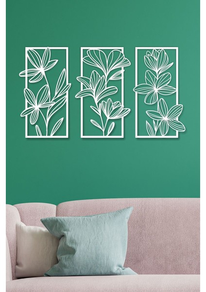 Çiçekler Modern Minimalist 3 Lü Tablo Seti modelleri