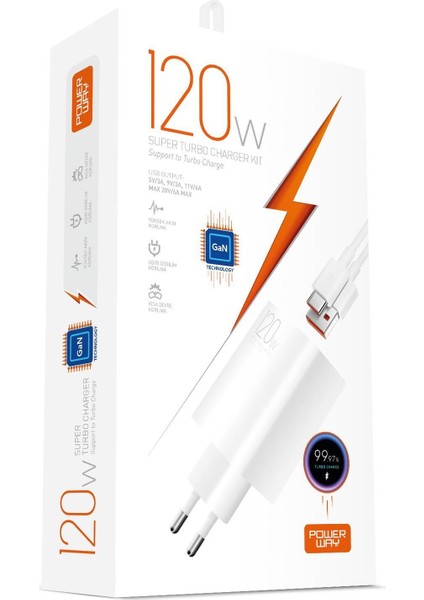 M120S 120W Type-C Şarj Adaptörü ve Kablo Seti Hızlı ve Güvenli Gan Teknolojisi
