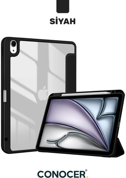 Apple iPad Air 11” Inç M2/m3 Air 4. /5. /6. Nesil 10.9” Inç Tablet Kılıfı Kalem Bölmeli, Uyku Modlu