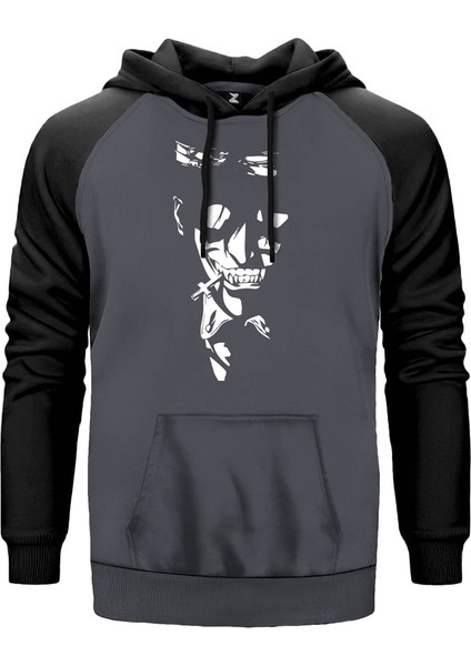 Hellsing Ultimate Cross Gri Renk Reglan Kol Kapşonlu Sweatshirt