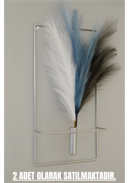 Kare Mat Gümüş Çiçeklik (2 Adet ), Modern Dekoratif Duvar Dekoru Metal Çiçeklik