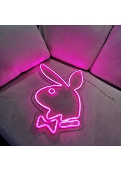 Neon LED Playboy Tavşan Dekoratif Duvar Aydınlatması ve Aksesuar Açma Kapama Özellikli 40 x 30 cm modelleri