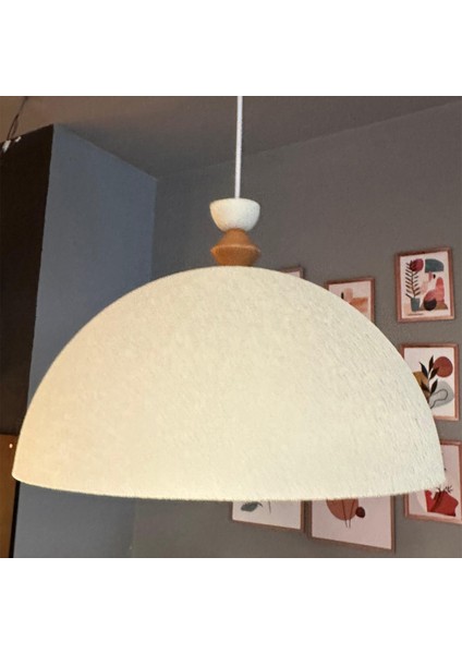 Linate Dokulu Açık Krem Q Ahşap Şapka Avize Tekli Sarkıt Salon Kuaför Dekoratif Aydınlatma fiyatları