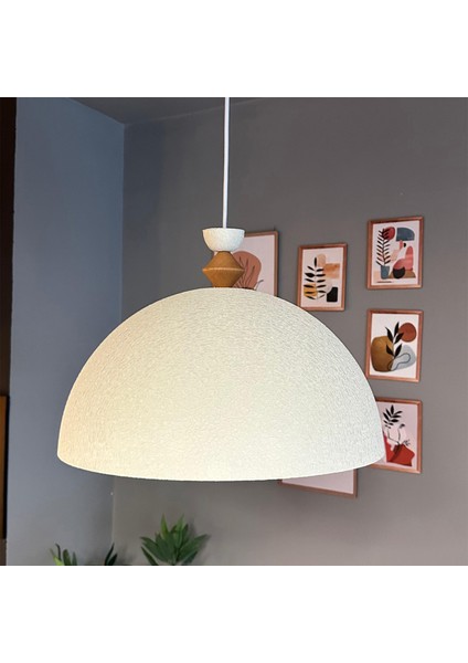 Linate Dokulu Açık Krem Q Ahşap Şapka Avize Tekli Sarkıt Salon Kuaför Dekoratif Aydınlatma fırsatları