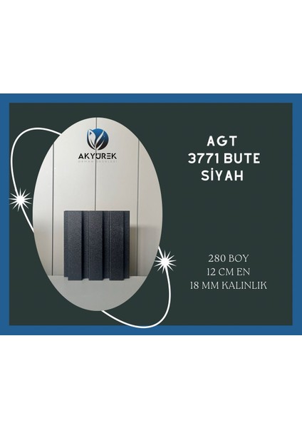 Akyürek Lb 3771 Model Bute Mat Siyah Renk Dekor Profil Duvar Kaplama Panel Lambri