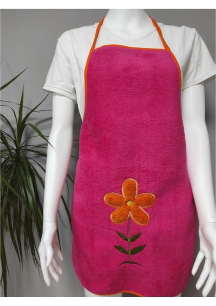 Pembe Süngerli Su Geçirmez Mutfak Önlüğü, Temiz ve Şık Tasarım, Pamuk Polyester Malzeme