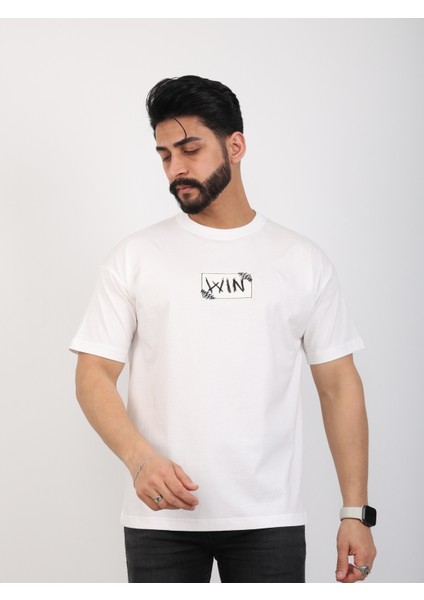 Erkek Bisiklet Yaka Baskılı Oversize Tişört modelleri