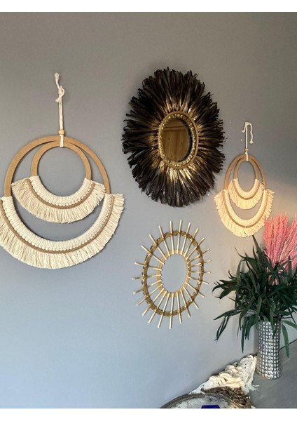 Wall Decoration Art Premium Rafya ve Makrome 4’lü Set modelleri