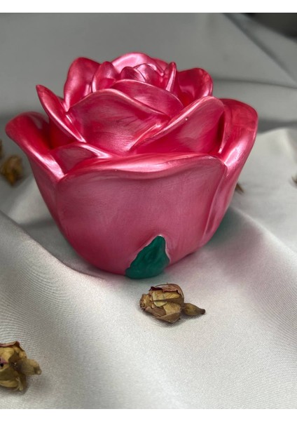 Pembe Gül Kapaklı Dekoratif Takı Kutusu, Gül Dekoratif Objesi, Dekoratif Kutusu