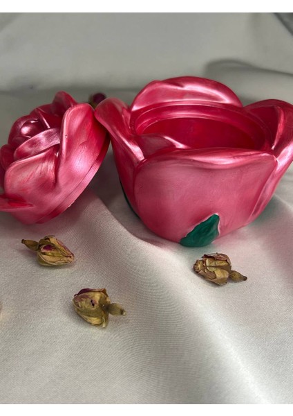 Pembe Gül Kapaklı Dekoratif Takı Kutusu, Gül Dekoratif Objesi, Dekoratif Kutusu modelleri