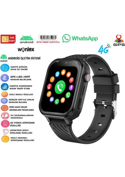 4glı Gps'li KT15 Pro Android Çocuk Saati (Whatsaap-Wifi-Imei Kayıtlı-Hızlı Akıcı Menü)