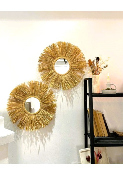 Dekoratif Ayna, Rafya Ayna, Duvar Aynası, 2 'li Ayna Seti, Konsol Aynası, Duvar Süsü fiyatları