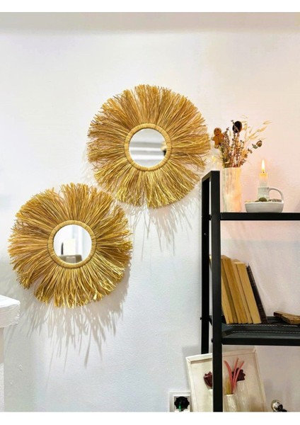 Dekoratif Ayna, Rafya Ayna, Duvar Aynası, 2 'li Ayna Seti, Konsol Aynası, Duvar Süsü modelleri
