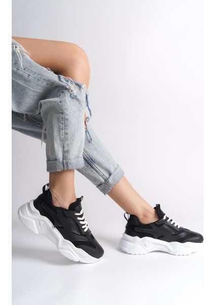 Tokyo Bağcıklı Ortopedik Taban Triko Detaylı Kadın Spor Ayakkabı Bt - Siyah modelleri