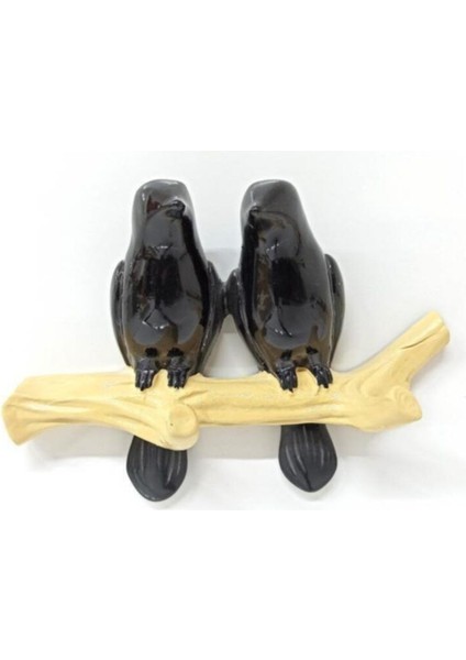 Dekoratif Ikili Modern Duvar Askılık Dal Üstünde Kuş Dekor