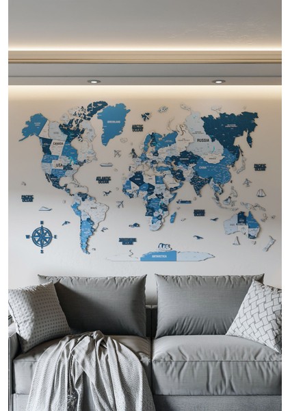 Renkli Tasarım 3D Ahşap Dünya Haritası - Ahşap Dünya Haritası fiyatları