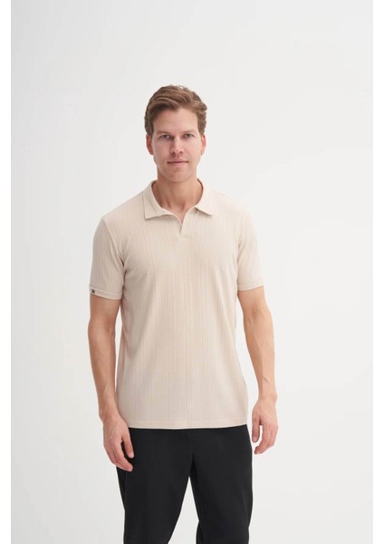 Polo Yaka Bej Erkek T-Shirt 4204