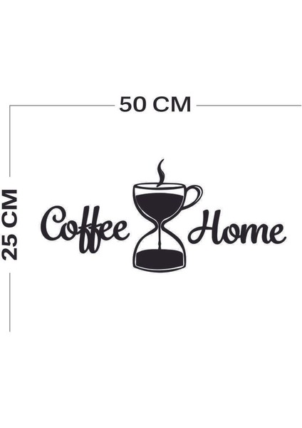 Siyah Ahşap Coffee Home Yazılı Duvar Dekoru-Mutfak Kahve Köşesi Için Dekoratif Tablo