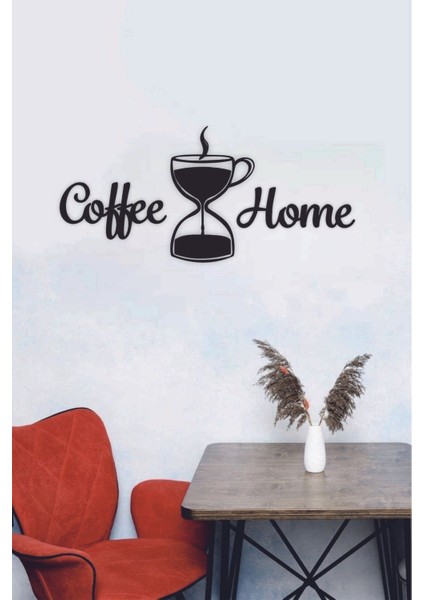 Siyah Ahşap Coffee Home Yazılı Duvar Dekoru-Mutfak Kahve Köşesi Için Dekoratif Tablo