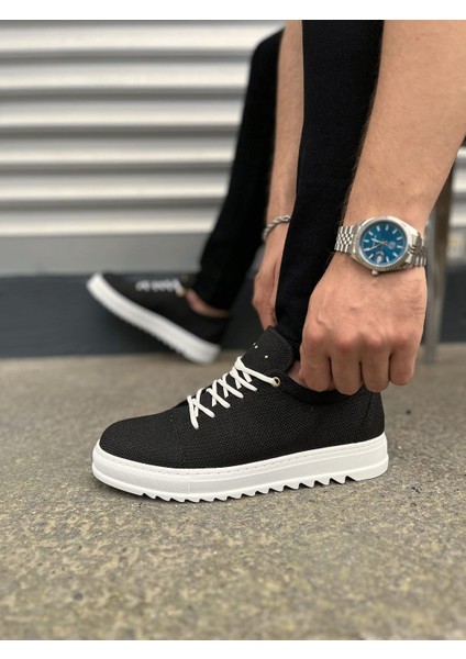 JY152 Cool Bağcıklı Keten Erkek Günlük Spor Klasik Ayakkabı Kbt - Siyah