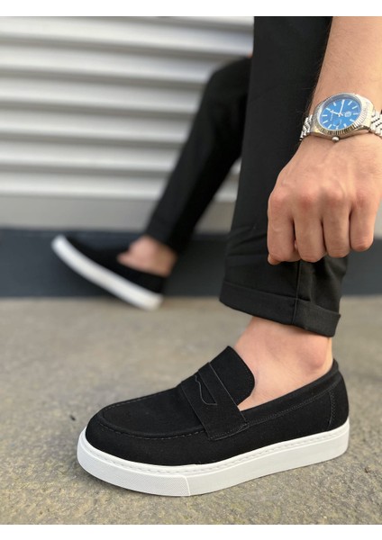 JY180 Estilo x Bağcıksız Süet Erkek Günlük Spor Klasik Ayakkabı Sbt - Siyah