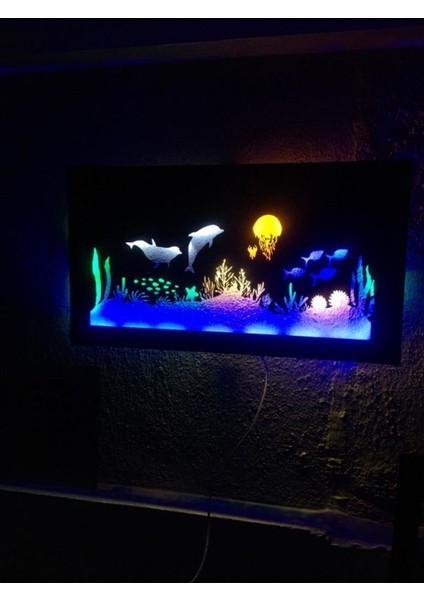 Su Altı Temalı LED Işıklı Ahşap Tablo 3mm 100X50CM fiyatları