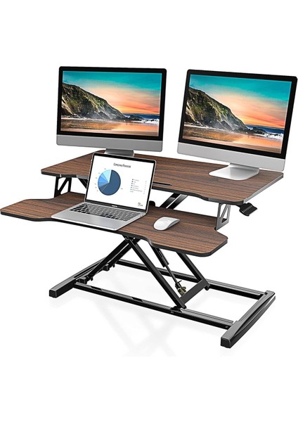 Yükseklik Ayarlı 80 cm Çalışma Masası Dönüştürücü, Laptop ve Çift Monitörler Için