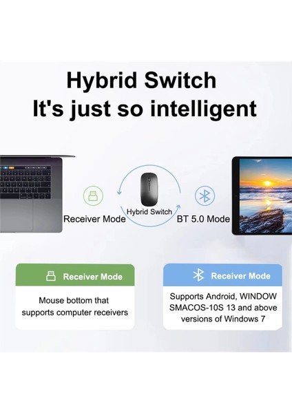 Apple Macbook Laptop Ipad Uyumlu Şarj Edilebilir Bluetooth + 2.4ghz Wifi Kablosuz Sessiz Mause Fare fırsatları