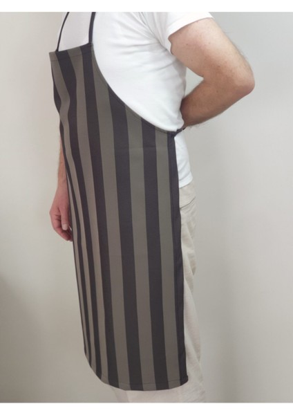 Dikey Çizgili Mutfak Önlüğü, 90 cm, Unisex, Kahverengi, Pamuk Polyester, Şık ve kullanışlı modelleri
