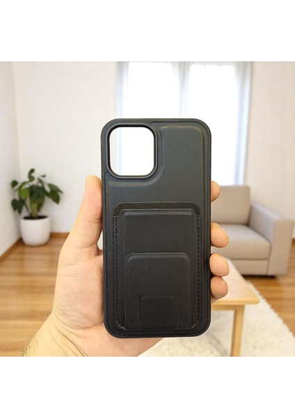 Apple iPhone 12 Pro Max Uyumlu Kartlıklı Stand Özellikli Snx Pu Deri Kılıf