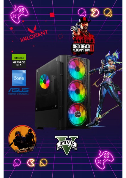 Intel I5 12400F RTX3060Tİ 8 GB Ekran Kartı 500 GB Nveme M2SSD-16GB Ram-Argb Oyuncu-Yayıncı Kasası