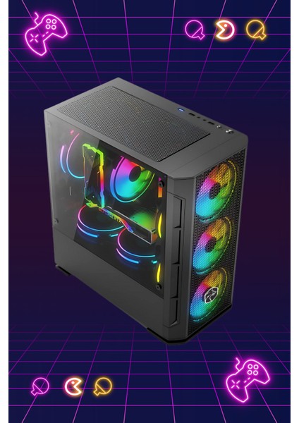 Intel I5 12400F RTX3060Tİ 8 GB Ekran Kartı 500 GB Nveme M2SSD-16GB Ram-Argb Oyuncu-Yayıncı Kasası