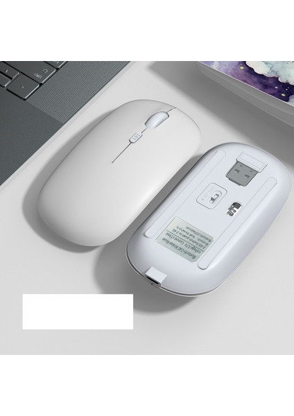Apple Macbook Laptop Ipad Uyumlu Şarj Edilebilir Bluetooth + 2.4ghz Wifi Kablosuz Sessiz Mause Fare