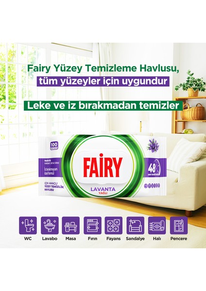 Çok Amaçlı Yüzey Temizlik Havlusu 100 Yaprak | Lavanta Yağlı | Beyaz Sirke & Karbonat
