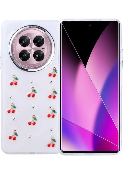 Infinix Zero 40 5g Kılıf Köşeleri Airbag Kiraz Tasarım Simli Şeffaf Ince Silikon Kapak