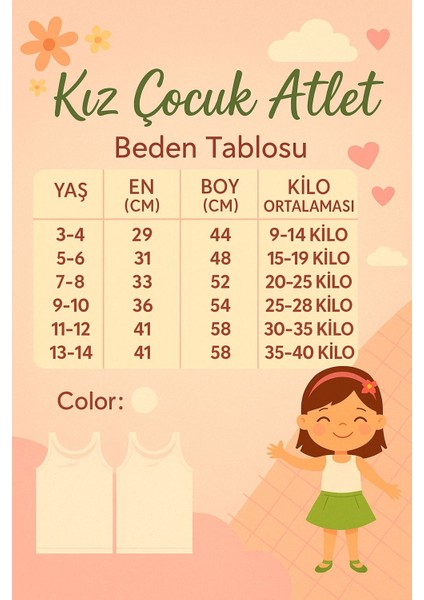 Kız Çocuk Atlet 6 Lı Atlet Pamuk