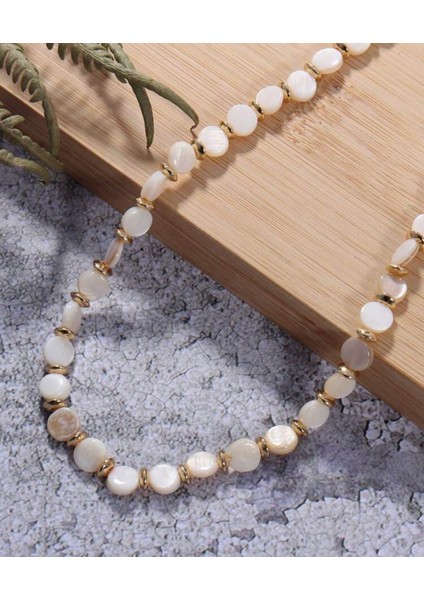 &pearl&Sedef Taşı ve Hematit Taşı El Yapımı Kolye Bereket guc ve cesaret taşı