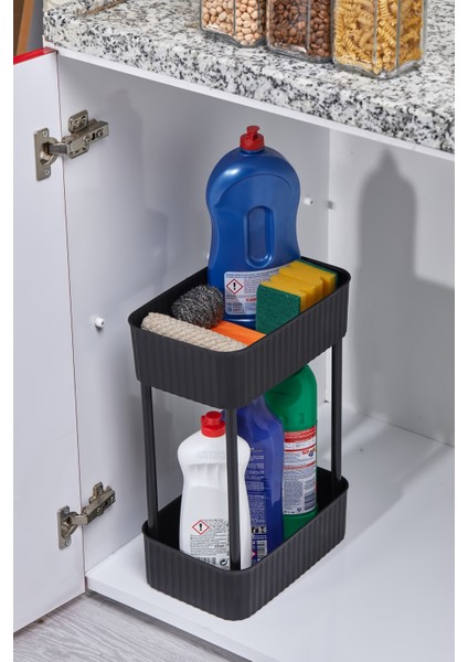 Easy 2 Katlı Çok Amaçlı Raf Mutfak ve Banyo Organizer Düzenleyici (Tekerleksiz)