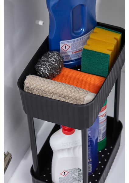 Easy 2 Katlı Çok Amaçlı Raf Mutfak ve Banyo Organizer Düzenleyici (Tekerleksiz)
