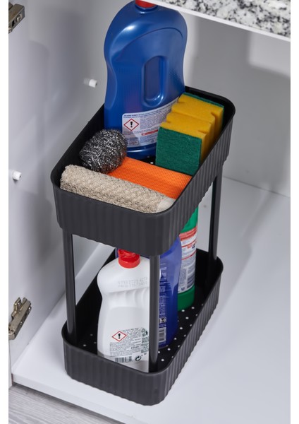 Easy 2 Katlı Çok Amaçlı Raf Mutfak ve Banyo Organizer Düzenleyici (Tekerleksiz)